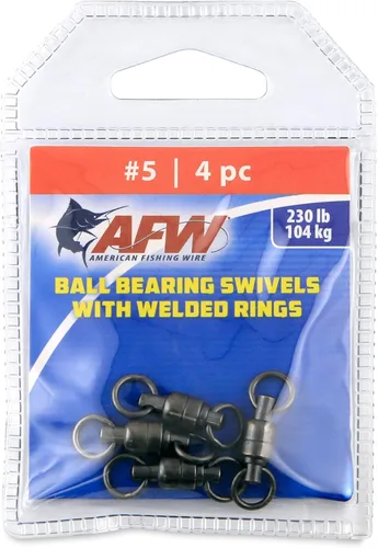 Miniatura 19 de AFW Solid Brass Ball Bearing Fishing Swivels with Double Welded Rings - Patented Bullet Shaped Head for Reduced Water Resistance, Black Finish