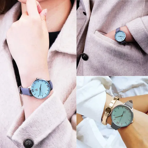 Miniatura 2 de SK - Reloj de pulsera para mujer, correa de piel, de cuarzo, reloj de lujo japonés de cuarzo.