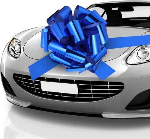 Zonon Lazo Grande para Automóvil Lazo Gigante para Automóvil con Cinta de 20 Pies para Envolver Regalos Grandes Casas Nuevas Regalo Enorme Azul