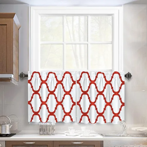 Miniatura 53 de Melodieux - Cortinas de bolsillo de moda marroquí para cocina, cafetería o baño, pequeñas ventanas