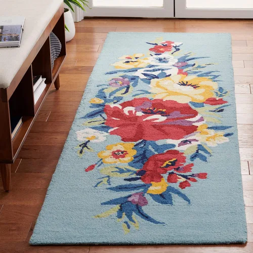 Miniatura 16 de SAFAVIEH Chelsea Collection - Alfombra de pasillo, 2 pies 3 pulgadas x 8 pies, negro y rosa, hecho a mano, lana floral francesa, ideal para zonas