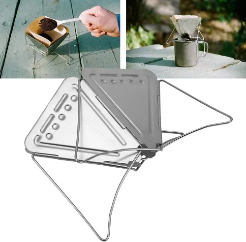 Miniatura 7 de Gotero de café plegable, estante de goteo de café de acero inoxidable portátil para estufa de café gotero de café, filtro de filtro para viajes
