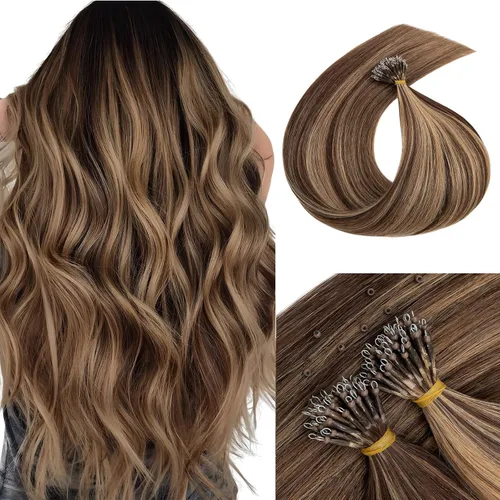 Miniatura 11 de MY-LADY Microlink - Extensiones de cabello humano con microcuentas de 14 pulgadas, extensiones de cabello rubio con micro bucle, extensiones