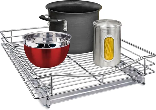 LYNK PROFESSIONAL® Organizador de gabinete extraíble, cajones deslizantes de 17 x 18 pulgadas para gabinetes de cocina - Estantes deslizantes Cromo