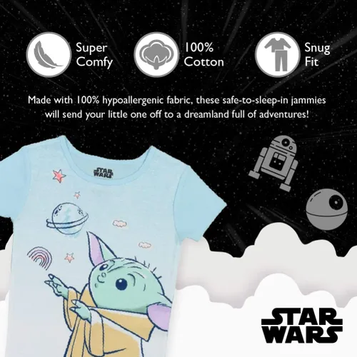 Miniatura 2 de STAR WARS Girls' 4-Piece Snug-fit Cotton Pajama Set