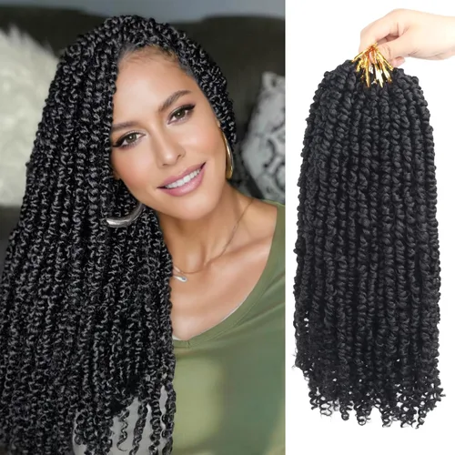 Miniatura 100 de Bileaf Cabello de Ganchillo Passion Twist Pre-retorcido de 10 Pulgadas, 8 Paquetes de Ganchillo Passion Twist, Cabello Corto Passion Twist