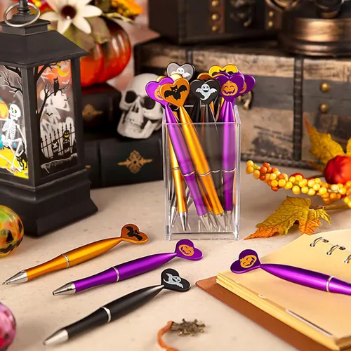 Miniatura 4 de 48 bolígrafos de Halloween, calabaza, fantasma, murciélago. Bolígrafo retráctil de tinta negra de 0.039 in para Halloween, suministros de fiesta