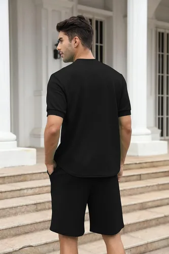 Miniatura 108 de FZNHQL Conjunto deportivo de moda para hombre, 2 piezas, casual, atlético, para correr, manga corta/larga, conjunto para hombre