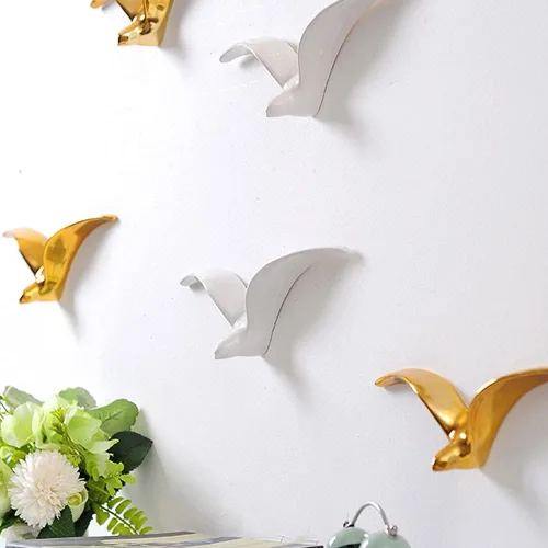 Miniatura 5 de La La Pet® Decoración de pared de ganso salvaje, esculturas de pájaros voladores de cerámica, adorno de pared 3D, decoración costera para colgar