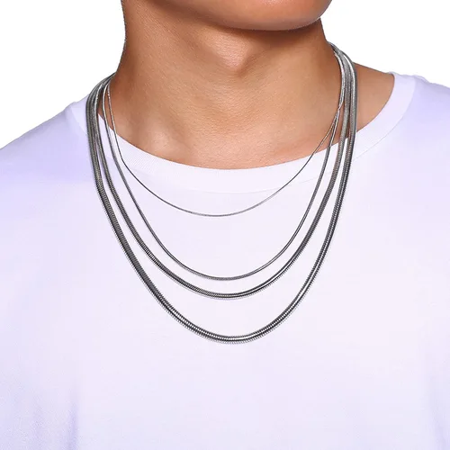 Miniatura 5 de Collar tipo cadena de serpiente redondo de acero inoxidable, conjunto de 4