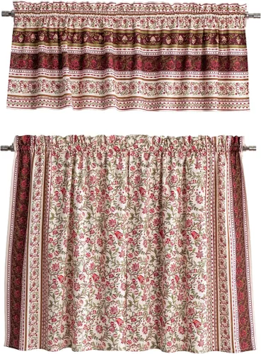 Miniatura 90 de Maison d' Hermine Juego de cortinas de cocina para ventanas, juego de cortinas de cocina 100% algodón, cenefas para el hogar [2 niveles