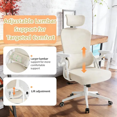 Miniatura 4 de Silla de oficina ergonómica, sillas de escritorio cómodas de 350 libras con reposacabezas ajustable y soporte de espalda lumbar, sillas