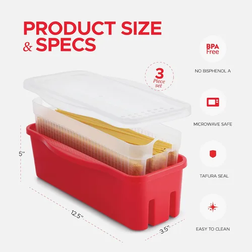 Miniatura 2 de Tafura Cocedor de Pasta para Microondas con Sistema de Doble Colado, Cocedor de Espaguetis para Microondas con Escurridor, Regalo de Dormitorio