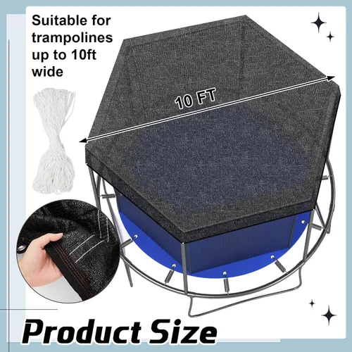 Miniatura 2 de Windyun Cubierta redonda para cama elástica de 6 agujeros, color negro, cubierta superior para tienda de campaña de 8 pies, 10 pies, 12 pies