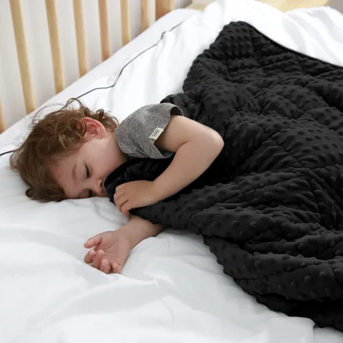 Miniatura 18 de MAXTID Manta con Peso para Niños de 3 Libras Mantas Pesadas Reversibles Negras 36"x48" Manta Cálida Hush Regalos Negro