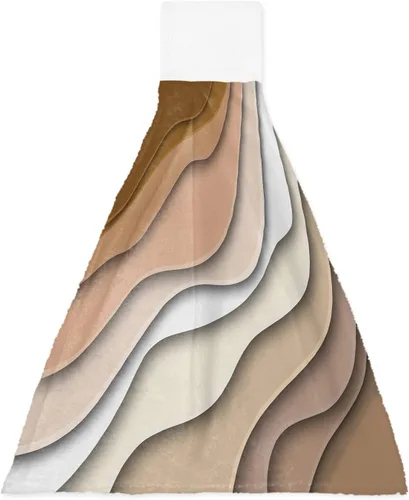 Miniatura 14 de Toallas de cocina con lazo para colgar, toallas de mano abstractas onduladas de color gris degradado, suaves, absorbentes, para baño, bar, hogar