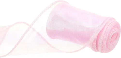 Miniatura 53 de MECCANIXITY - Cinta de organza con cable de 1 1/2" de ancho, brillante, transparente, con brillo irisado en tonos pastel, cinta de gasa para Beige