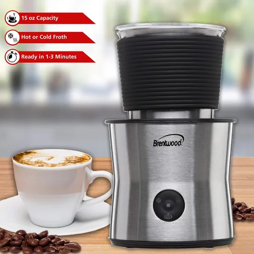 Miniatura 2 de Brentwood GA-402S Espumador de leche eléctrico inalámbrico, calentador y máquina de chocolate caliente, capacidad de 10.1 fl oz, acero inoxidable