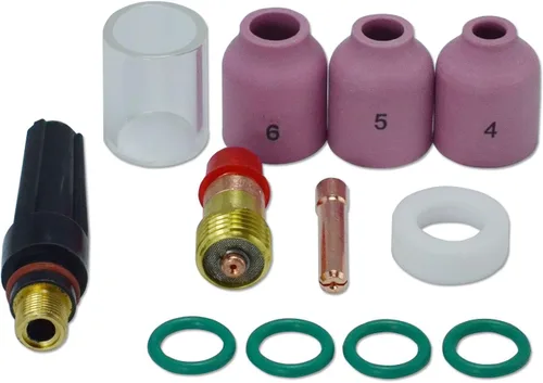 RIVERWELD TIG - Cuerpos de pinza de lente de gas rechonchos 17GL040 10N22S .040 pulgadas, boquillas de cuarzo vasos de vidrio transparente #10 5/8