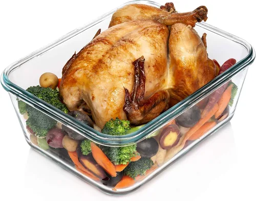 Recipiente de almacenamiento de alimentos grande de vidrio con tapa de bloqueo 14 tazas/112 onzas Ideal para almacenar alimentos, verduras o frutas.