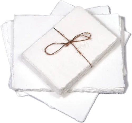 Miniatura 4 de 50 paquetes de papel de acuarela de algodón con borde de cubierta 200 GSM papel de acuarela texturizado en bruto para escribir Blanco roto