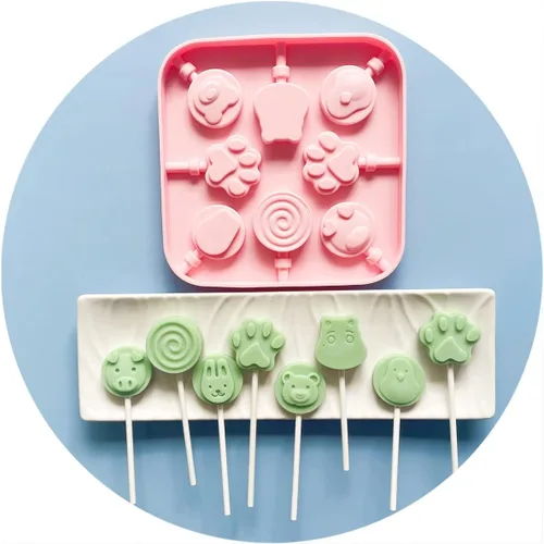Miniatura 2 de Juego de moldes para piruletas de frutas, molde para chupón de caramelo duro naranja y molde de chocolate de frutas con 50 palitos de paletas