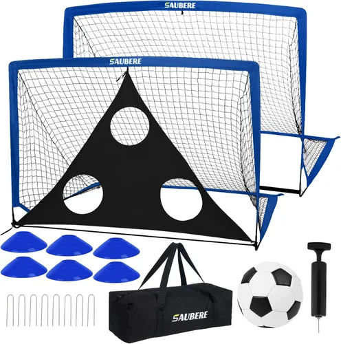 6x4 ft Kids Soccer Goals for Backyard Set of 2- Portable Pop Up Soccer Net for Backyard for Kids Toddler Youth, Soccer Training Equipment+ Soccer