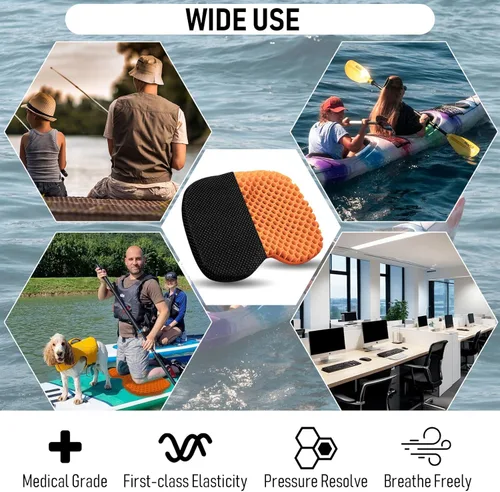 Miniatura 6 de Cojín de asiento de kayak, asiento de kayak de gel grueso antideslizante impermeable, almohadilla de goma portátil para remo de canoa para estadio