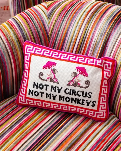 Miniatura 3 de FURBISH Needlepoint Almohada Decorativa Throw - Not My Circus Not My Monkeys, Pequeña Almohada de Acento Bordada para Cama, Silla, Sofá, Sillón, No