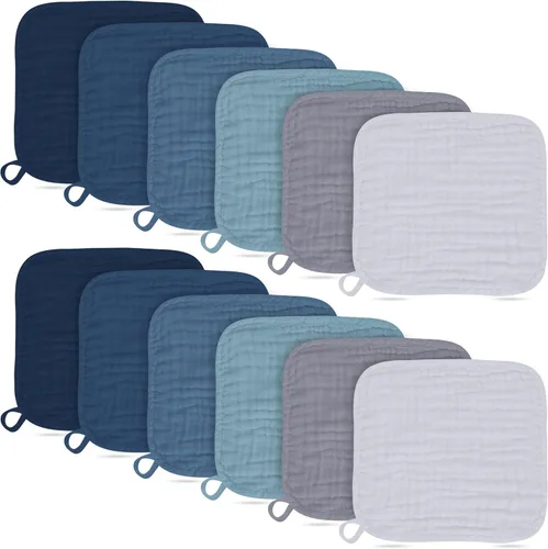 Miniatura 21 de Paquete de 12 paños de muselina para eructos, grandes de 20 x 10 pulgadas, ultra absorbentes, 100% algodón para babas y desorden del bebé, trapo