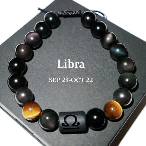 Miniatura 55 de Pulseras de la amistad, pulsera de obsidiana negra arcoíris para mujeres y hombres, 0.394 pulgadas (0.394 in), ojo de tigre, hematita y cristal