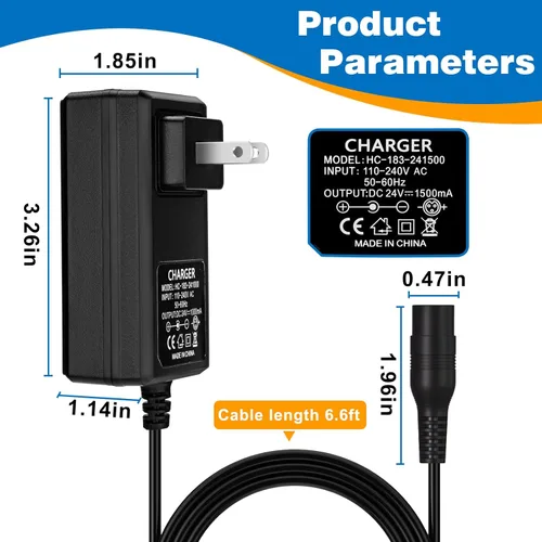 Miniatura 2 de Cargador de 24 V para scooter eléctrico Razor MX350 E100 E125 E150 E175 E200 E200S E300 E300S MX400 Dirt Rocket Dirt Bike Dirt Quad Moto Pocket Mod