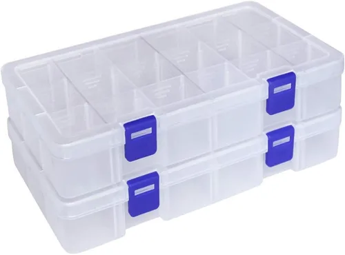 Miniatura 11 de DUOFIRE Caja organizadora de plástico con contenedor de almacenamiento, divisor ajustable, compartimento de cuadrícula extraíble para cuentas
