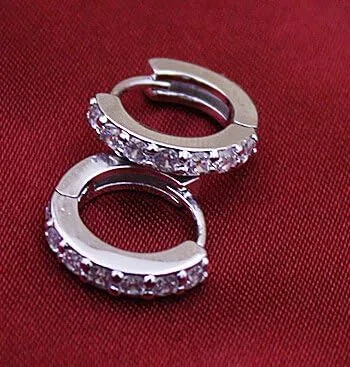Miniatura 5 de Hoop Earrings,Fashion Cubic Zirconia Hoop Earrings,Silver Plated Round CZ Huggie Hoops Small Hoop Earrings for Women Girls