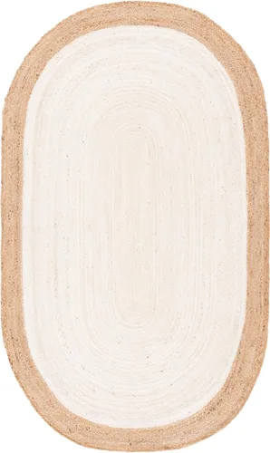 Miniatura 13 de SAFAVIEH Alfombra de Área Redonda de 10' - Colección de Fibra Natural - Verde y Marrón Natural, Yute Hecho a Mano, Diseño de Borde Trenzado (NF801G)