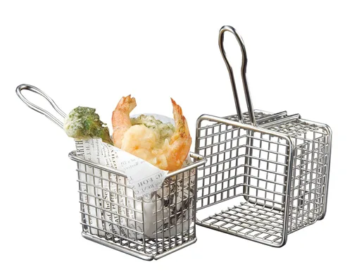 Miniatura 2 de American Metalcraft FRYT433 - Cesta rectangular de acero inoxidable para papas fritas, 4 pulgadas de largo x 3 pulgadas de ancho, color plateado