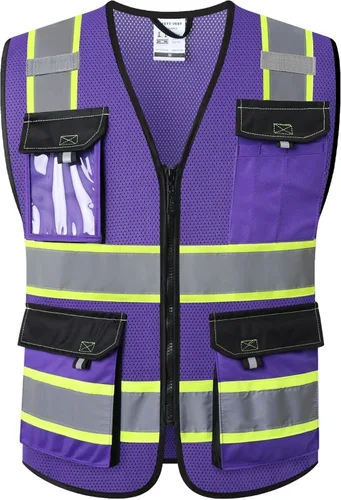 Miniatura 28 de JKSafety - Chalecos de seguridad reflectantes de alta visibilidad para hombres y mujeres, con bolsillos, ropa de seguridad de malla