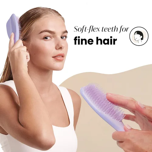 Miniatura 3 de Tangle Teezer Cepillo desenredante fino y frágil para cabello teñido, fino y fino, dientes flexibles suaves de dos niveles que reducen la rotura