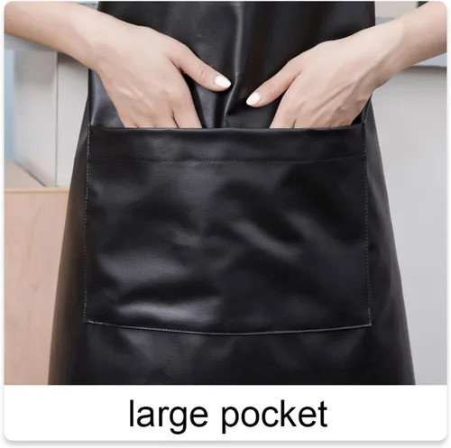 Miniatura 2 de Delantal impermeable Bolsillo grande PU Material Impermeable a prueba de aceite Delantal a prueba de polvo Negro y rojo