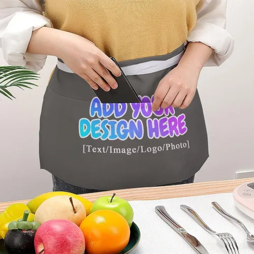 Miniatura 201 de AXKEUDO Delantal personalizado con bolsillos, delantales de cintura para camarera para cocinar en casa, restaurante, servir trabajo