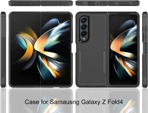 Miniatura 2 de Funda WOGROO para Samsung Galaxy Z Fold 4 - Funda protectora para teléfono a prueba de golpes, duradera, negra