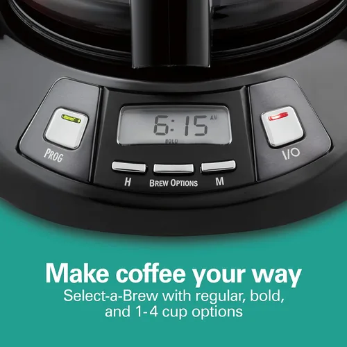 Miniatura 3 de Hamilton Beach Cafetera de goteo programable de 12 tazas con 3 opciones de preparación, jarra de vidrio, pausa y vierte automáticamente, acero