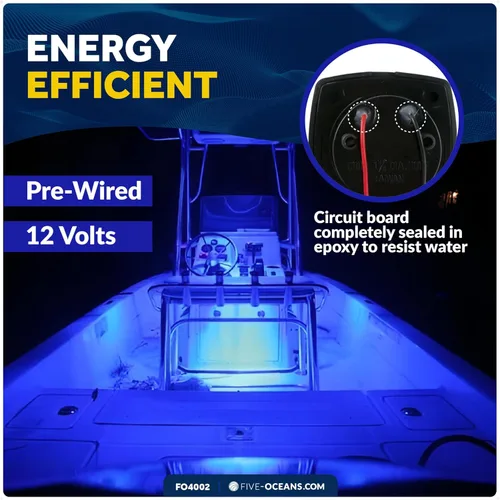 Miniatura 4 de Five Oceans - Luz LED de pasadizo para embarcación, luces LED azules de cortesía marinas, cuadradas para interior de barco, cubierta, cabina