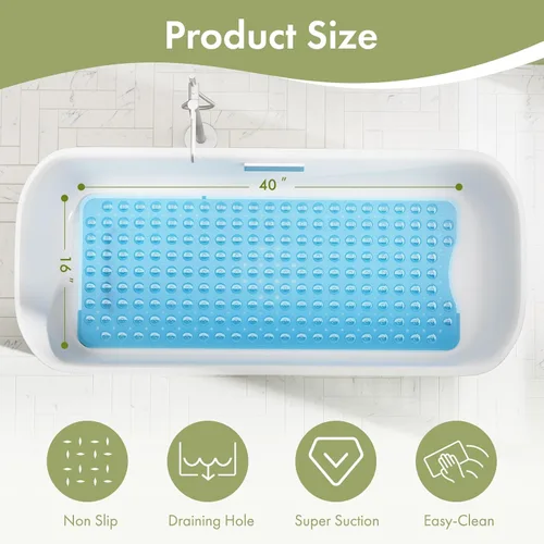 Miniatura 4 de AmazerBath Tapete de Ducha Antideslizante 40 x 16 Pulgadas, Tapete para Bañera Tapetes para Cabina de Ducha con Ventosas y Orificios de Drenaje