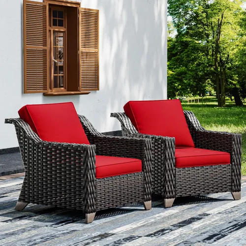 Miniatura 30 de Joyside Sofá de patio – Sofá de ratán de 3 plazas, sofá de respaldo alto para todo tipo de clima, tamaño grande mejorado con cojines de asiento de 4