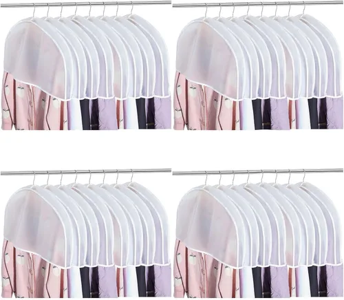 Miniatura 19 de Patelai 8 fundas de hombro para colgar ropa de 24 x 12 pulgadas, fundas de plástico transpirables para colgar ropa, protectores contra el polvo