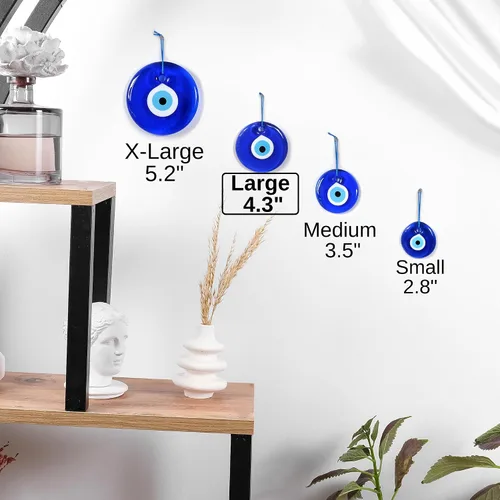 Miniatura 4 de BCS Decoración azul contra el mal de ojo de 4.3 pulgadas, adorno colgante de pared hecho a mano con amuleto turco griego de Nazar de buena suerte