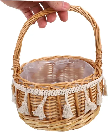 Miniatura 6 de jojofuny Cestas de boda pequeñas para niñas, mango portátil para flores, pétalos, dulces y organización del hogar