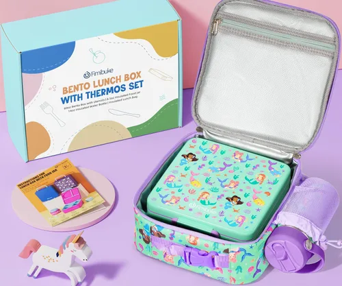 Miniatura 5 de Fimibuke Caja Bento para niños y adultos – Juego de lonchera Bento de 3 a 4 compartimentos a prueba de fugas con tarro de comida aislado, botella
