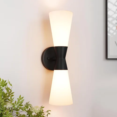 Miniatura 21 de Juego de 2 apliques de pared negros modernos, apliques de pared interiores hacia arriba y hacia abajo, lámpara de pared interior de mediados